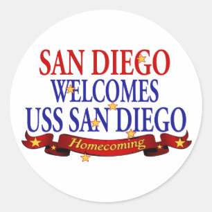 San Diego verwelkomt USS San Diego Ronde Sticker