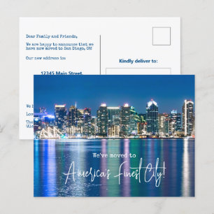 San Diego We hebben verhuisde aankondiging Briefkaart