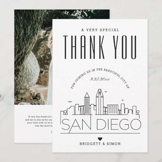 San Diego Wedding | Bedankt + fotokaart Kaart (Voorkant / Achterkant)