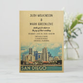 San Diego Wedding Invitation  Middeleeuwen Kaart (Staand voorkant)