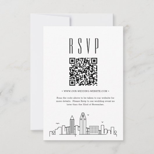 San Diego Wedding QR-code RSVP Kaartje (Voorkant)
