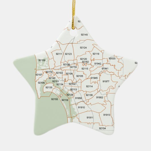 San Diego Zip-codekaart Keramisch Ornament (Voorkant)