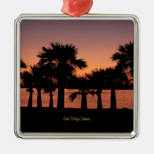 San Diego Zonsondergang - Palmbomen Metalen Ornament