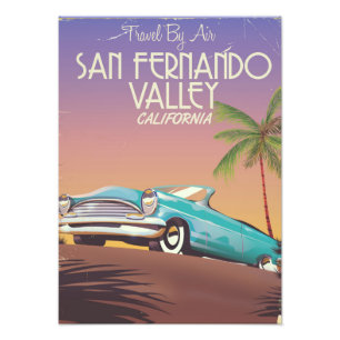 San Fernando Valley Californië vintage reisposter Foto Afdruk