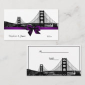 San Fran Skyline Etted BW Purple Escort Cartes (Devant / Derrière)