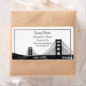 San Fran skyline geëtst BW H waterfles Etiket (Insitu)