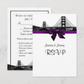 San Fran Skyline Gravé BW Menu RSVP Violet (Devant / Derrière)
