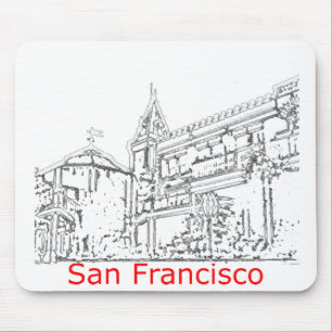 San Francisco 1986art Het MUSEUM Zazzle Tekening+ Muismat