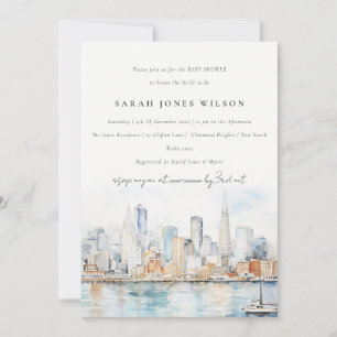 San Francisco Aquarel Landschap Baby Shower Kaart