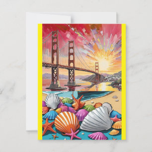 San Francisco Aquarel Schilderij, Golden Gate Brug Briefkaart