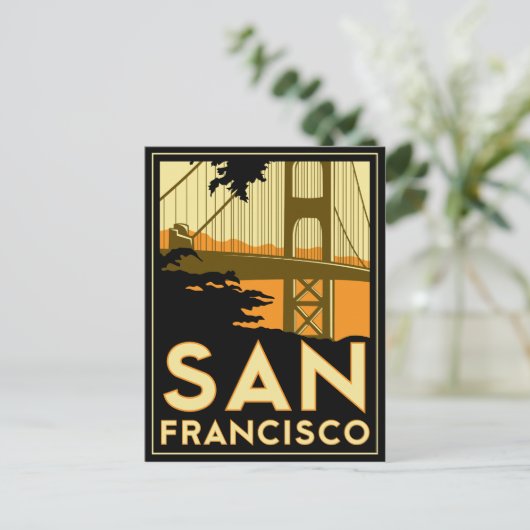 San Francisco Art Deco Travel Poster Briefkaart (Staand voorkant)