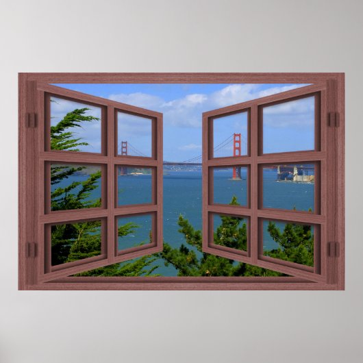San Francisco Bay 6 Pane Open Window Poster (Voorkant)