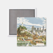  San Francisco Bay Travel Poster Ferryboat Magneet (Voorkant / Achterkant)