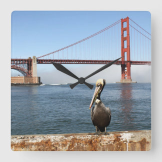 San Francisco Bridge Pelican Vierkante Klok