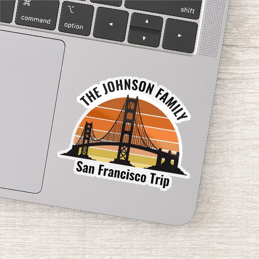 San Francisco Bridge Sunset Custom Laptop Sticker (Detail)