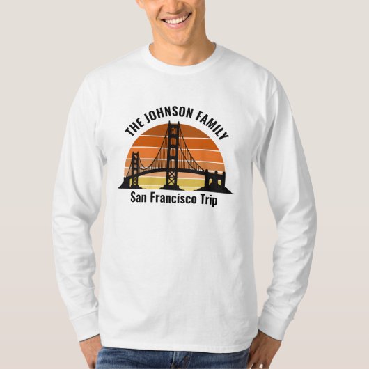 San Francisco Bridge Sunset Custom Long Sleeve T-shirt (Voorkant)