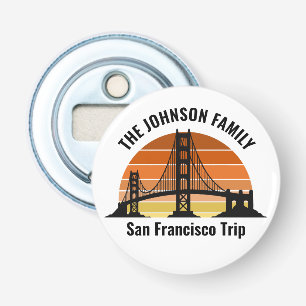 San Francisco Bridge Sunset Custom Trip Souvenir Button Flesopener