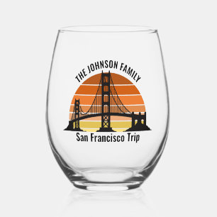 San Francisco Bridge Sunset Custom Trip Souvenir Wijnglas Zonder Voet