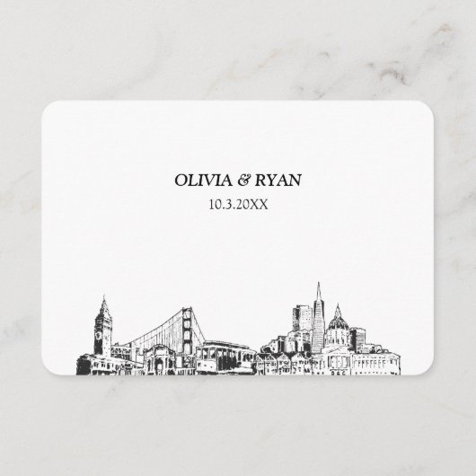 San Francisco Bruiloft Traditionele RSVP Maaltijd  Informatiekaartje (Achterkant)