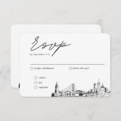 San Francisco Bruiloft Traditionele RSVP Maaltijd  Informatiekaartje (Voorkant / Achterkant)