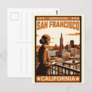 San Francisco, CA balkon uitzicht geschenken Briefkaart