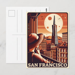 San Francisco, Ca balkon uitzicht geschenken Briefkaart