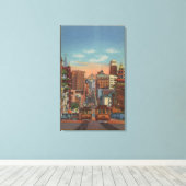 San Francisco, CA - Kabelauto's omhoog Canvas Afdruk (Insitu (Houten vloer))