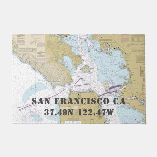 San Francisco CA Latitude Nautische boot met lengt Deurmat (Voorkant)