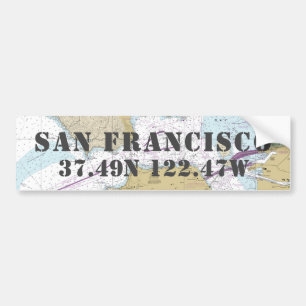 San Francisco CA Latitude-navigatie Bumpersticker