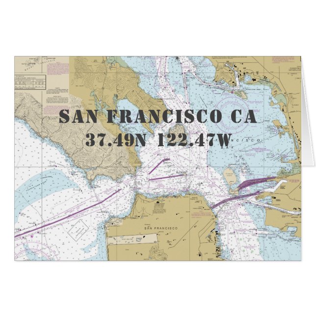 San Francisco CA Nautical Navigation Chart Boater (Voorkant Horizontaal)