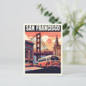 San Francisco, CA oude bus op weg geschenken Briefkaart (Staand voorkant)