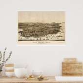 San Francisco, CA Panoramic Map - 1864 Poster (Keuken)