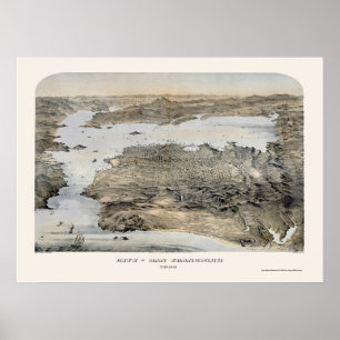 San Francisco, CA Panoramic Map - 1868 Poster