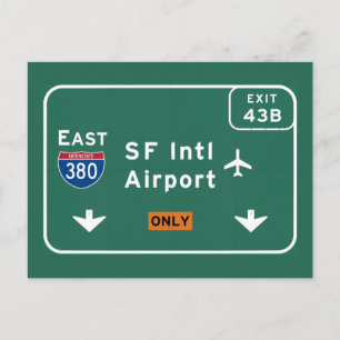 San Francisco CA SFO Airport I-380 E Interstate - Briefkaart