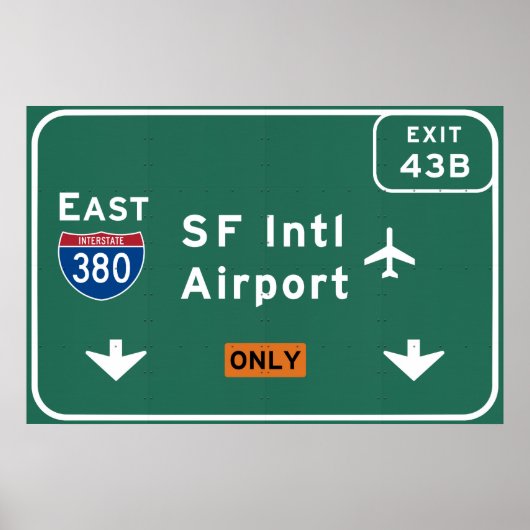 San Francisco CA SFO Airport I-380 E Interstate - Poster (Voorkant)