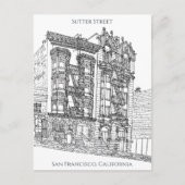 San Francisco, CA | Sutter Street Drawing Briefkaart (Voorkant)