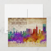 San Francisco, CA | Watercolor City Skyline Briefkaart (Voorkant / Achterkant)