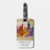 San Francisco, CA | Waterverf City Skyline Bagagelabel (Achterkant verticaal)