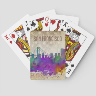 San Francisco, CA   Waterverf City Skyline Pokerkaarten