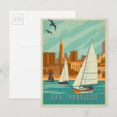 San Francisco, CA - Zeilboten Briefkaart (Voorkant / Achterkant)