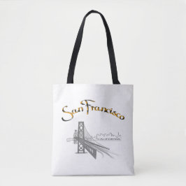 San Francisco, CA, Zwart, Goud, Koel Tote Bag