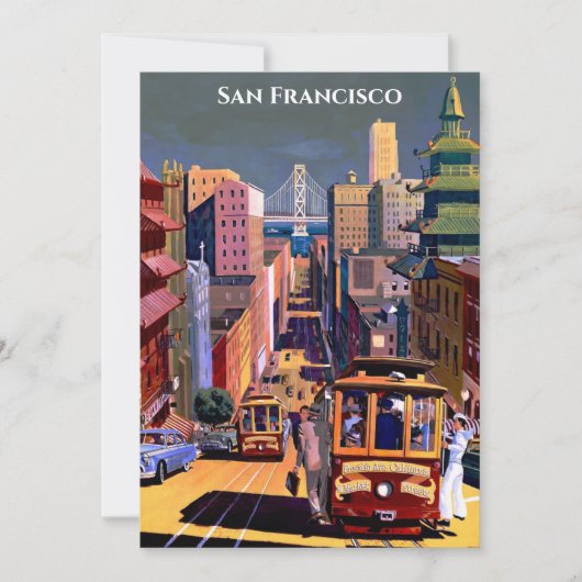 San Francisco Cable Car Retro  Flat Card (Voorkant)