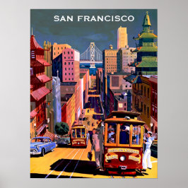  San Francisco Cable Car Retro Travel Poster