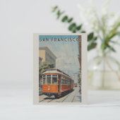 San Francisco Cable Car Retro Vintage Travel Briefkaart (Staand voorkant)