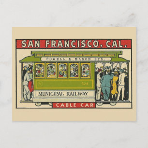San Francisco Cable Car Vintage Travel Briefkaart