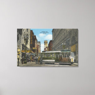 San Francisco, CACable Car Turnround Uitzicht Canvas Afdruk