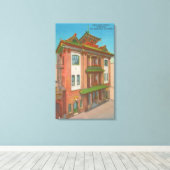 San Francisco, CAKong Chow Temple in Chinatown Canvas Afdruk (Insitu (Houten vloer))