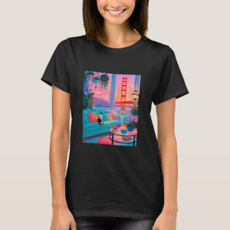 San Francisco Calico Cat GoldenGate Bridge Retro A T-shirt