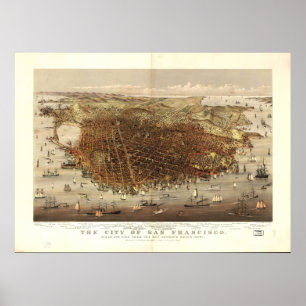 San Francisco California 1878 Panoramic Map Poster