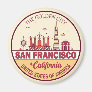 San Francisco California City Skyline-embleem Magneet